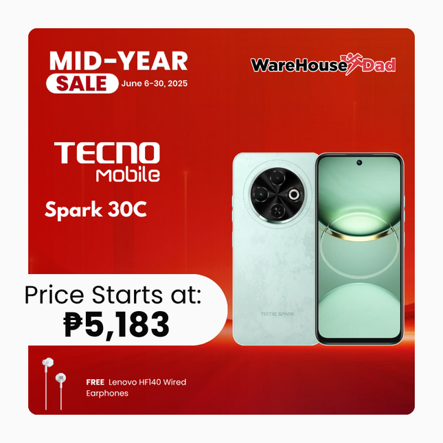 Tecno Spark 30C Smartphone with Free Lenovo HF140 Wired Earphone