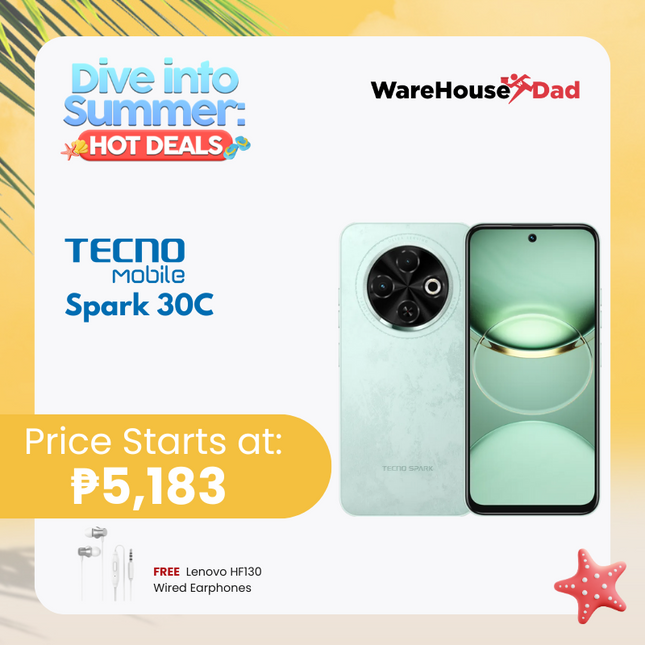Tecno Spark 30C Smartphone with FREE Lenovo HF130 Wired Earphone