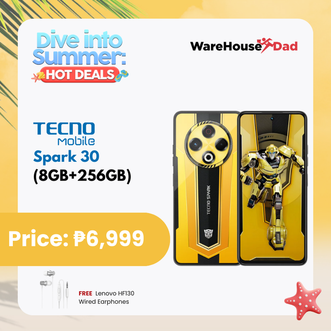 Tecno Spark 30 8GB+256GB Smartphone with FREE Lenovo HF130 Wired Earphone
