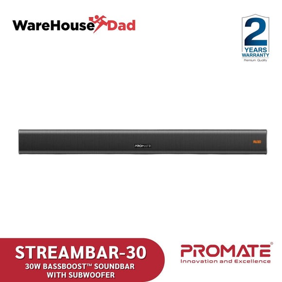 Promate StreamBar-30 30W BassBoost™ SoundBar with Subwoofer