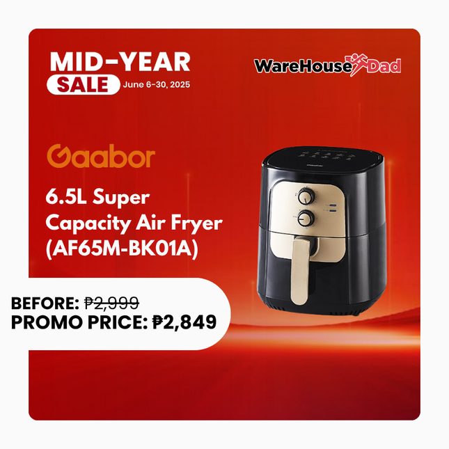 Gaabor 6.5L Capacity Air Fryer, Non-stick Coating and Multi-function (AF65M-BK01A)