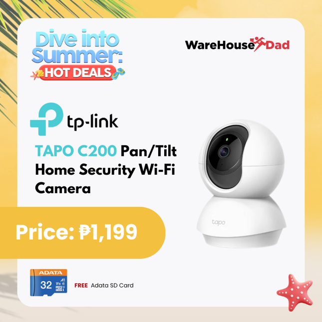 TP-Link Tapo C200 Pan/Tilt Home Security Wi-Fi Camera with FREE Adata SD Card