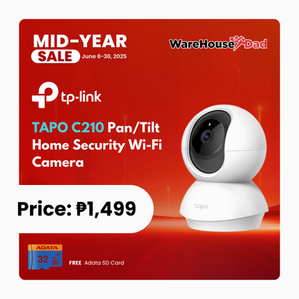 TP-Link Tapo C210 Pan/Tilt Home Security Wi-Fi Camera with FREE Adata SD Card