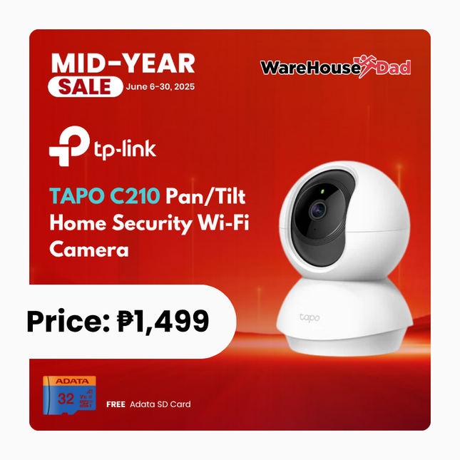 TP-Link Tapo C210 Pan/Tilt Home Security Wi-Fi Camera with FREE Adata SD Card