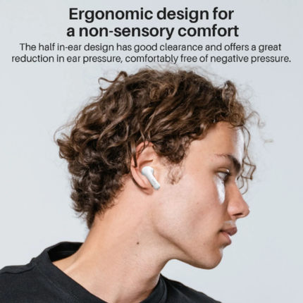 TOZO A3 Pro Half in-Ear Lightweight Wireless Earbuds with Digital Call Noise Reduction l White
