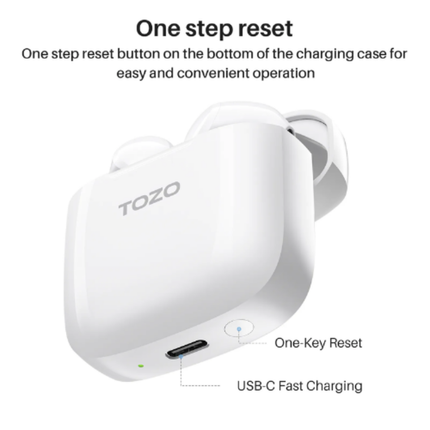TOZO A3 Pro Half in-Ear Lightweight Wireless Earbuds with Digital Call Noise Reduction l White