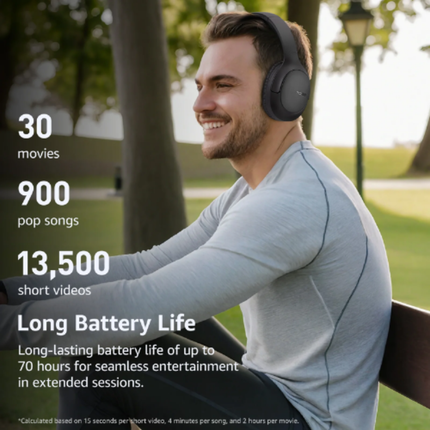 TOZO H100 ENC Call Noise Cancelling with Mic Over Ear Wireless Headphones l Black