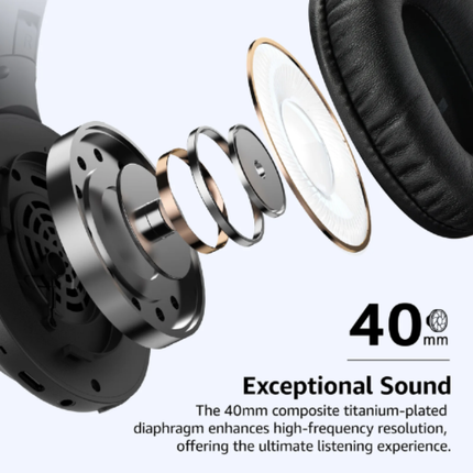 TOZO H100 ENC Call Noise Cancelling with Mic Over Ear Wireless Headphones l Black