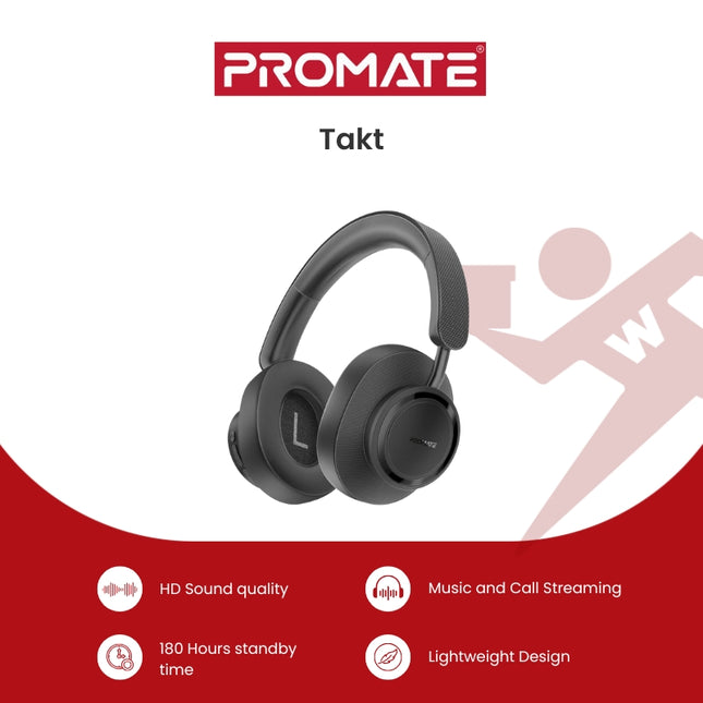 Promate Takt High Fidelity Over-Ear Stereo Wireless Headphones