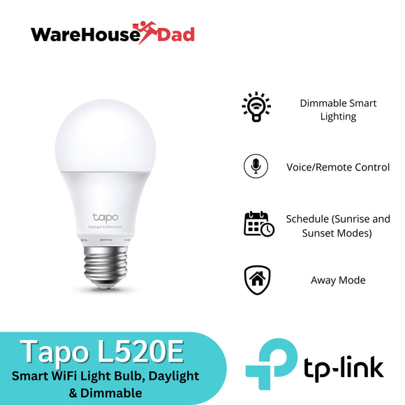 TP-Link Tapo L520E Smart WiFi Light Bulb, Daylight & Dimmable