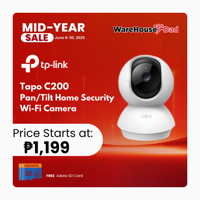 TP-Link Tapo C200 Pan/Tilt Home Security Wi-Fi Camera with FREE Adata SD Card