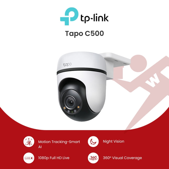 TP-Link Tapo C500 Outdoor Pan/Tilt Security WiFi Camera with FREE Adata SD Card