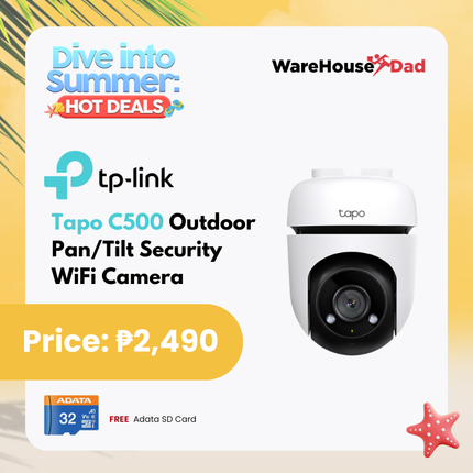 TP-Link Tapo C500 Outdoor Pan/Tilt Security WiFi Camera with FREE Adata SD Card