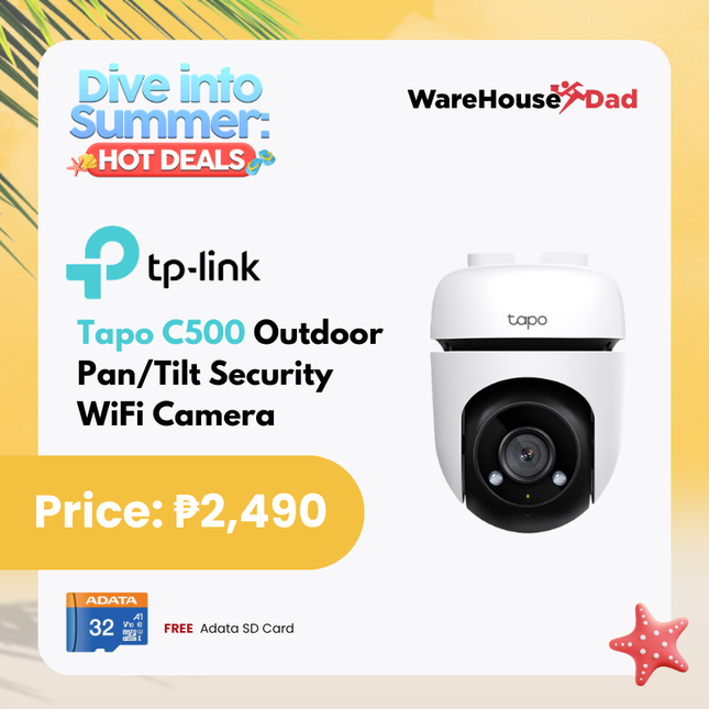 TP-Link Tapo C500 Outdoor Pan/Tilt Security WiFi Camera with FREE Adata SD Card
