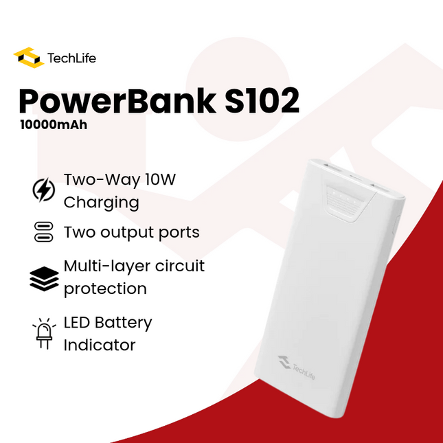 TechLife S102 10000mAh Power Bank l White