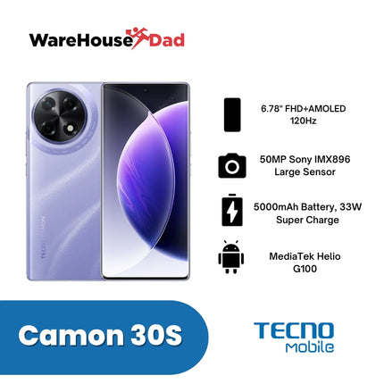 Tecno Camon 30s 8GB+256GB Smartphone with FREE Lenovo HF130 Wired Earphone