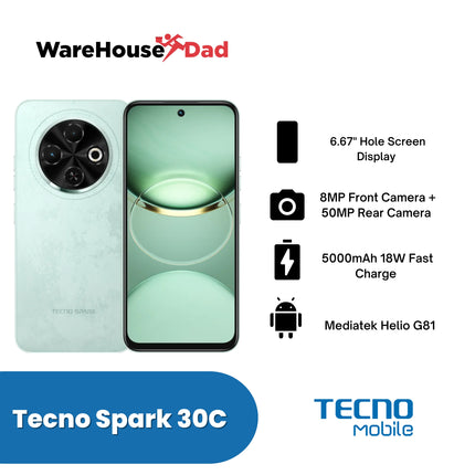 Tecno Spark 30C Smartphone with FREE Lenovo HF130 Wired Earphone