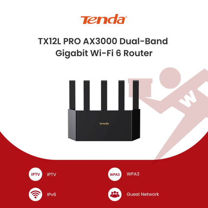 Tenda TX12L PRO AX3000 Dual-Band Gigabit Wi-Fi 6 Router