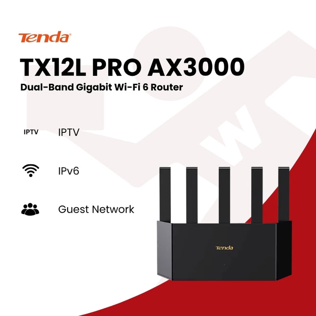 Tenda TX12L PRO AX3000 Dual-Band Gigabit Wi-Fi 6 Router