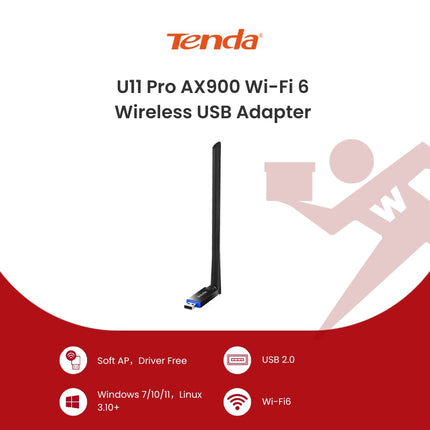 Tenda U11 Pro AX900 Wi-Fi 6 Wireless USB Adapter