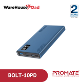 Promate Bolt-10PD Compact Smart Charging Power Bank with 20W PD Dual USB-C and 22.5W USB-A Ports