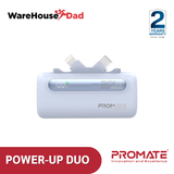 Promate PowerUp-Duo Ultra-Compact Fast Charging Power Bank with Dual foldable USB-C™ & Lightning Connectors