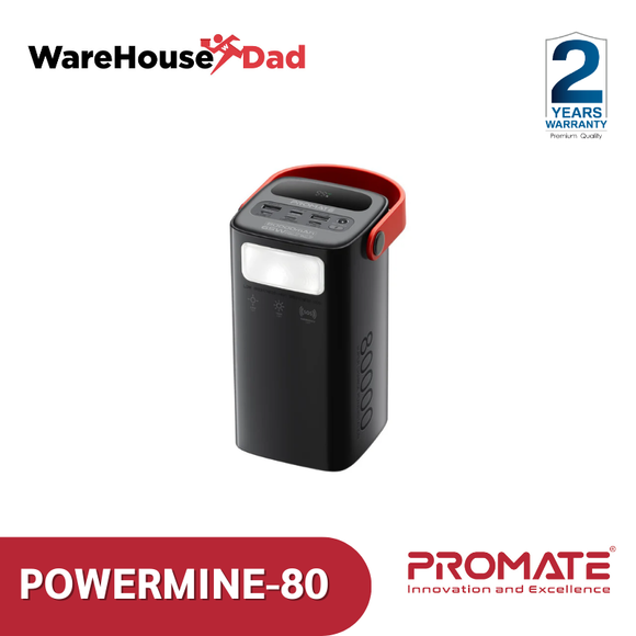 Promate PowerMine-80 80000mAh High-Capacity 65W Fast-Charging Power Pack