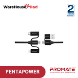 Promate PentaPower 6-in-1 Hybrid Multi-Connector cable for Charging & Data Transfer