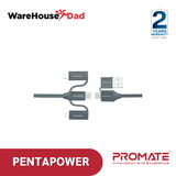 Promate PentaPower 6-in-1 Hybrid Multi-Connector cable for Charging & Data Transfer