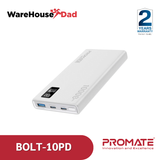 Promate Bolt-10PD Compact Smart Charging Power Bank with 20W PD Dual USB-C and 22.5W USB-A Ports