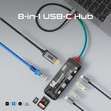 Promate TransHub-Mini 8-in 1 Transparent Ultra-Fast Multiport USB-C Hub with 100W Power Delivery