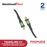 Promate TransLine-CC 60W Power Delivery Ultra-Fast USB-C Cable with Transparent Shells