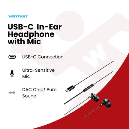Vention USB-C In-Ear Headphone with Mic (GBB)