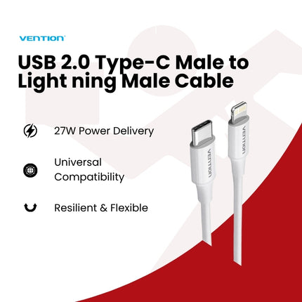 Vention LAJ 1M USB-C Cable To Lightning Cable - White