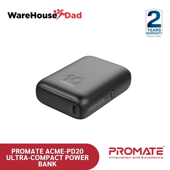 Promate Acme-PD20 Ultra-Compact Power Bank with 22.5W Power Delivery & Quick Charge 3.0