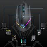 AULA F805 Wired Gaming Mouse Full color Breathing Optical Ergonomic