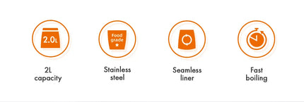 Gaabor Stainless Electric Kettle Fast Boiling With Anti-Burnout Protection (EK20M-WH02A)