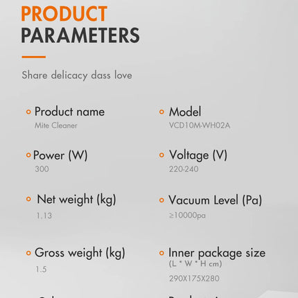 Gaabor Dust Mite Vacuum Cleaner High Power, Stainless Steel Filtration System (VCD10M-WH02A)