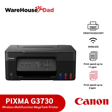 Canon PIXMA G3730 Wireless Multifunction MegaTank Printer with Low-cost Ink Bottles