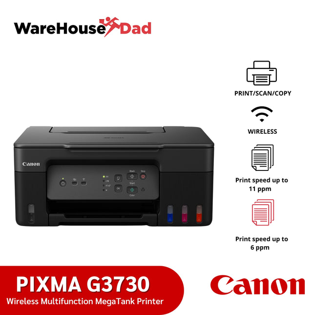 Canon PIXMA G3730 Wireless Multifunction MegaTank Printer with Low-cost Ink Bottles