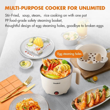 Gaabor Mini Rice Cooker Standard Multifunctional Non Stick 1.5L With Steamer (EC15M-WH02A)