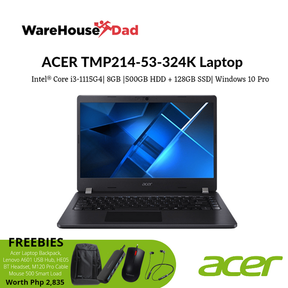 ACER TMP214-53-324K | Core i3-1115G4 | 8GB RAM | 500GB HDD +128GB SSD | 14