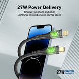 Promate TransLine-Ci 27W Power Delivery USB-C to Lightning Cable with Transparent Shells