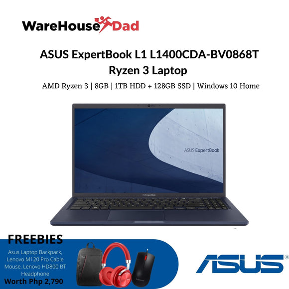 Asus ExpertBook L1 L1400CDA-BV0868T | AMD Ryzen 3 3250U | 8GB RAM | Radeon Vega 3 | 1TB HDD + 128GB SSD | 14