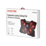 Promate AirBase-3 Ergonomic Laptop Cooling Pad with Silent Fan Technology