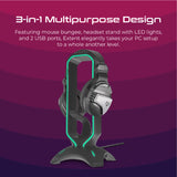 Vertux Extent Multi-Purpose Mouse Bungee with Headphone Stand & USB Hub