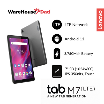 Lenovo Tab M7 LTE | Android 11 | 2GB RAM | 32GB ROM | 3,750Mah Battery