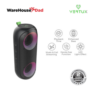 Vertux Rumba Immersive Wireless Speakers With "AuraSync" LED Lights (Black)