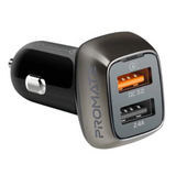 Promate Scud-30 QC 3.0 Car Charger with 30 Watt Dual USB Ports