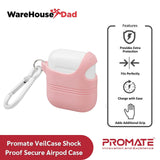 Promate VeilCase Shock Proof Secure Airpod Case with Quick-Snap Hook
